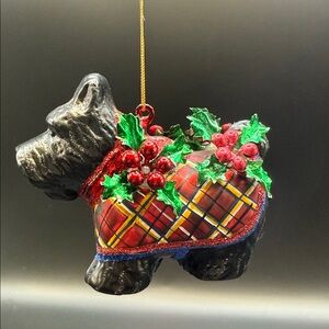 Festive Scottie Dog Ornament with Scottish Plaid Sweater